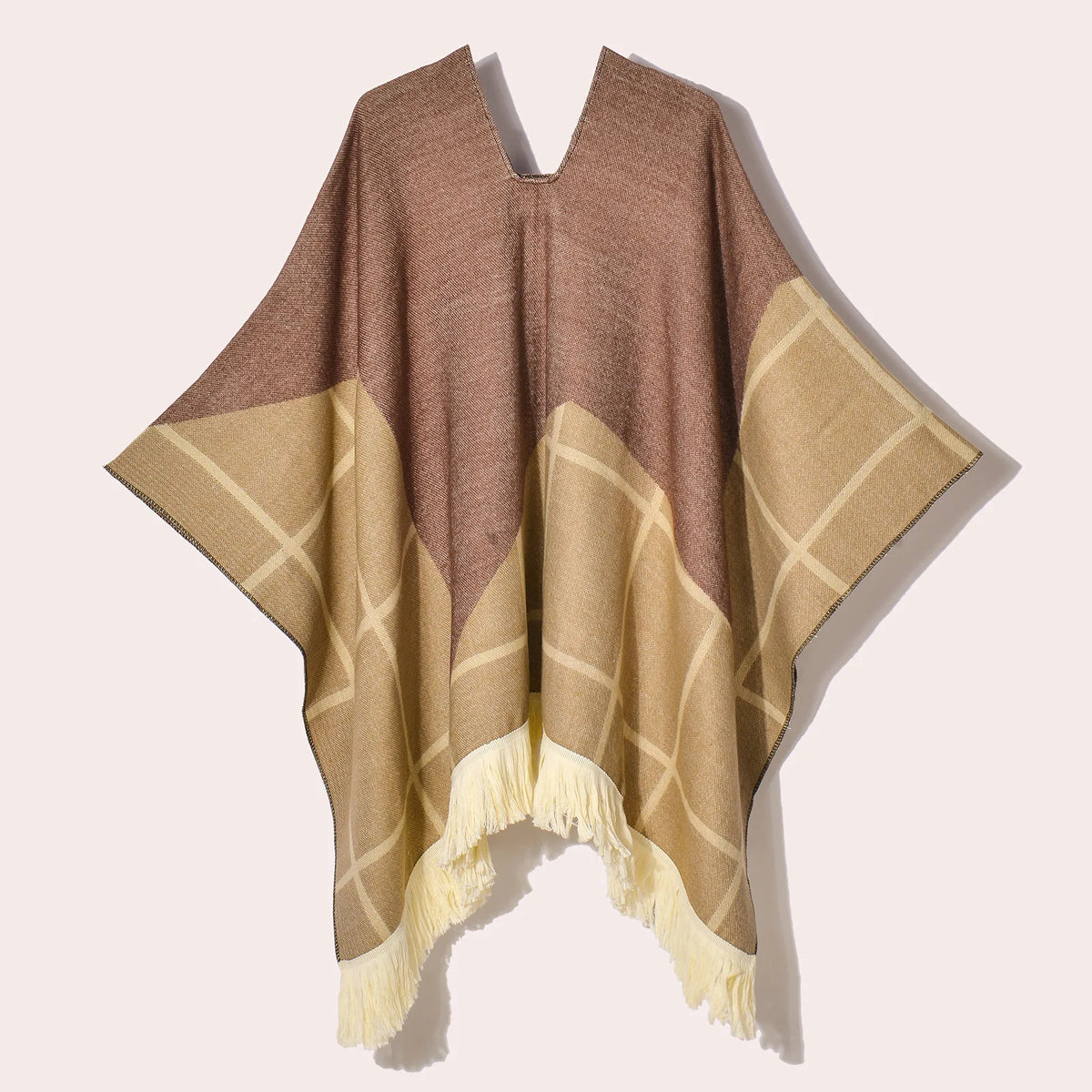 Poncho Plaid Ethnique Bleu