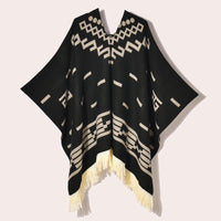 Poncho Noir à Franges