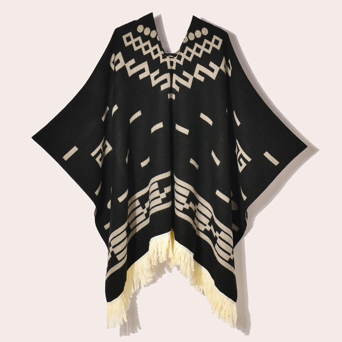 Poncho Plaid Ethnique Bleu