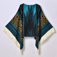 Poncho Noir à Franges
