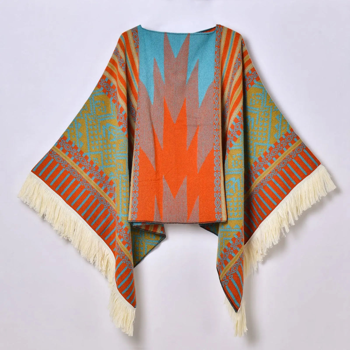 Poncho Noir à Franges
