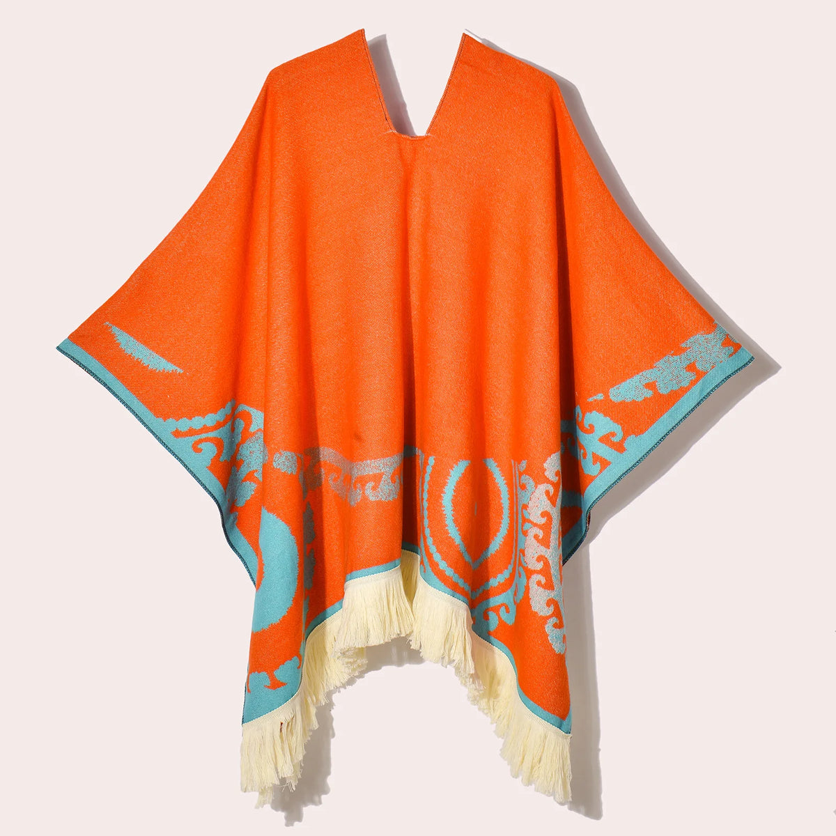 Poncho Noir à Franges