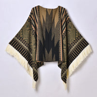 Poncho Noir à Franges