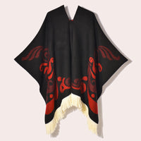 Poncho Noir à Franges
