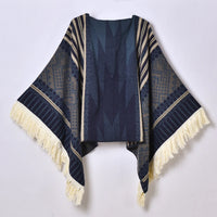 Poncho Noir à Franges