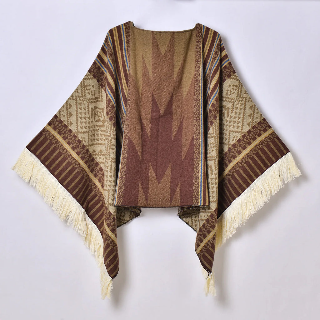 Poncho Noir à Franges