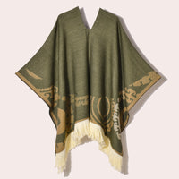 Poncho Noir à Franges