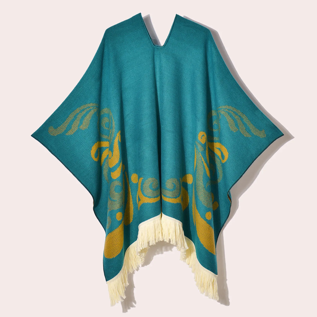 Poncho Noir à Franges