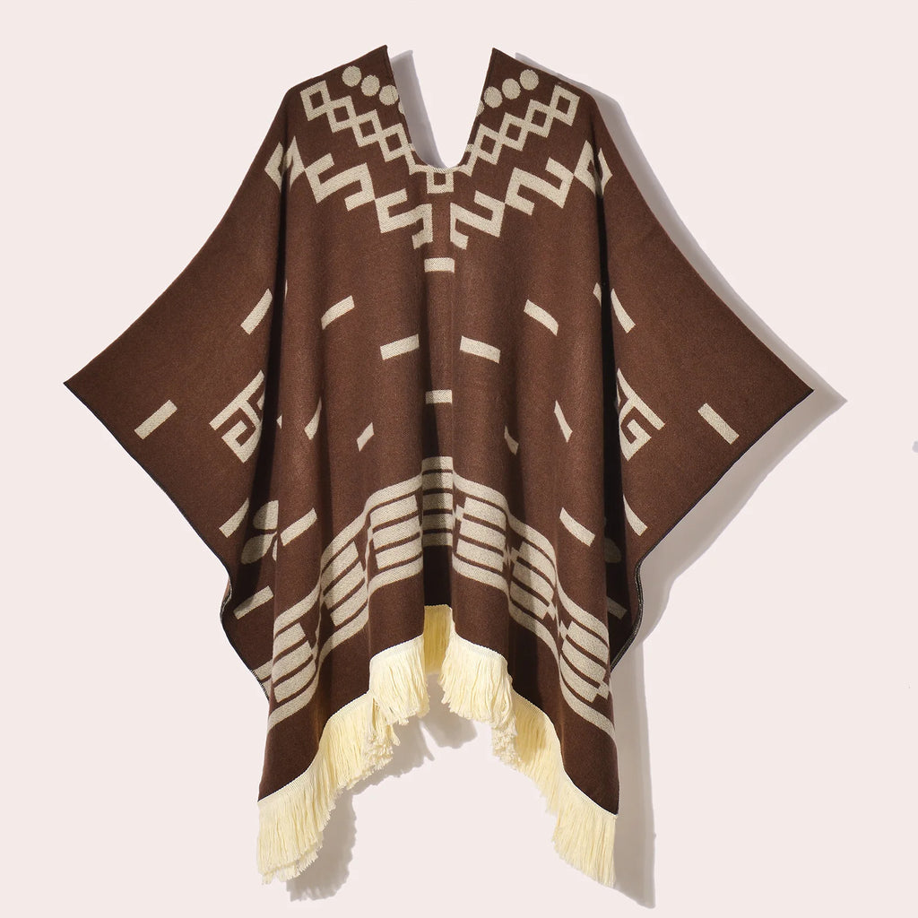 Poncho Noir à Franges