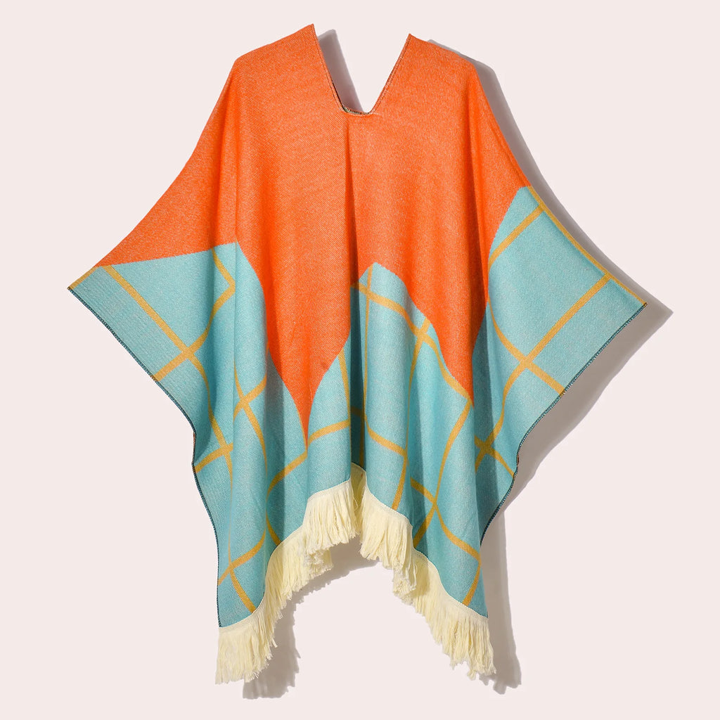 Poncho Noir à Franges