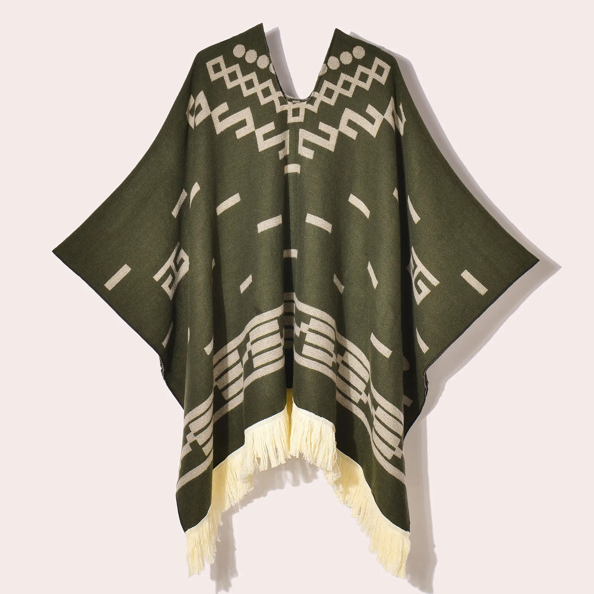 Poncho Noir à Franges