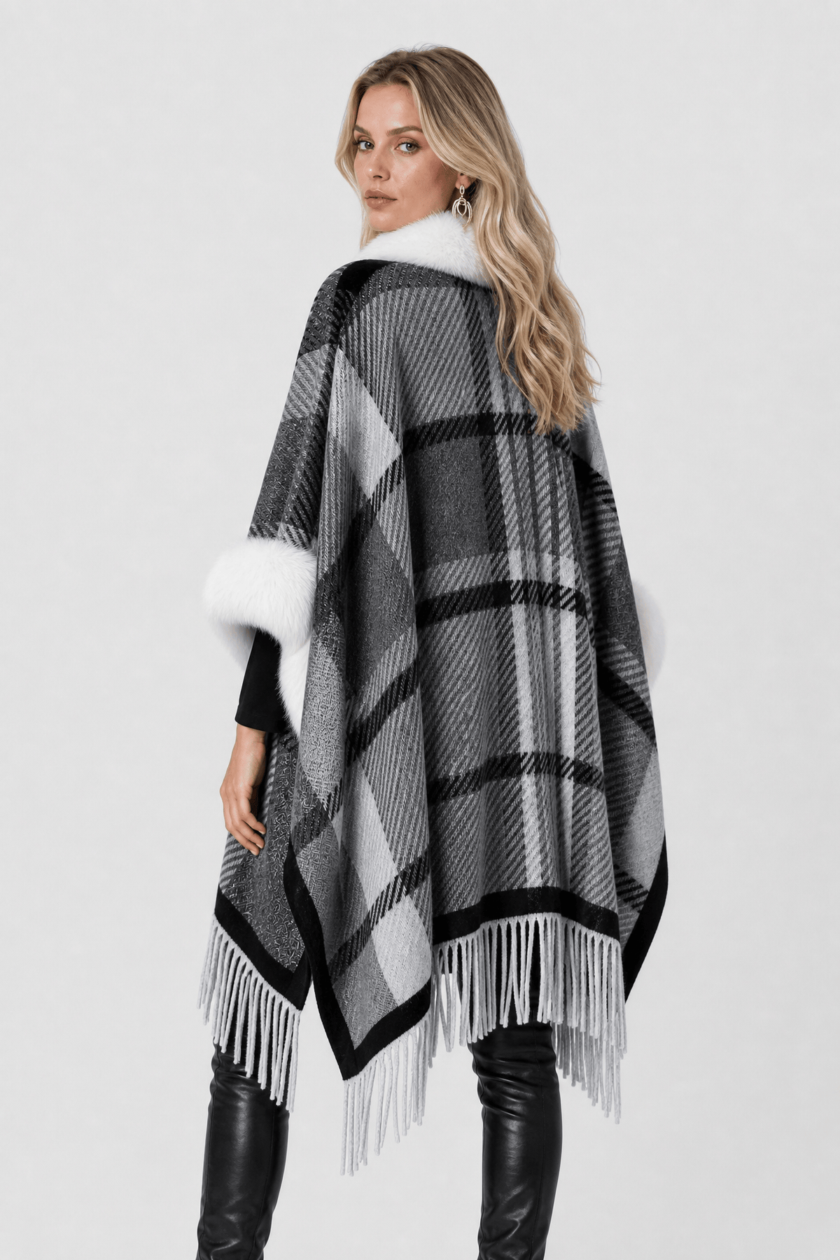 Cape Femme Cachemire Fourrure