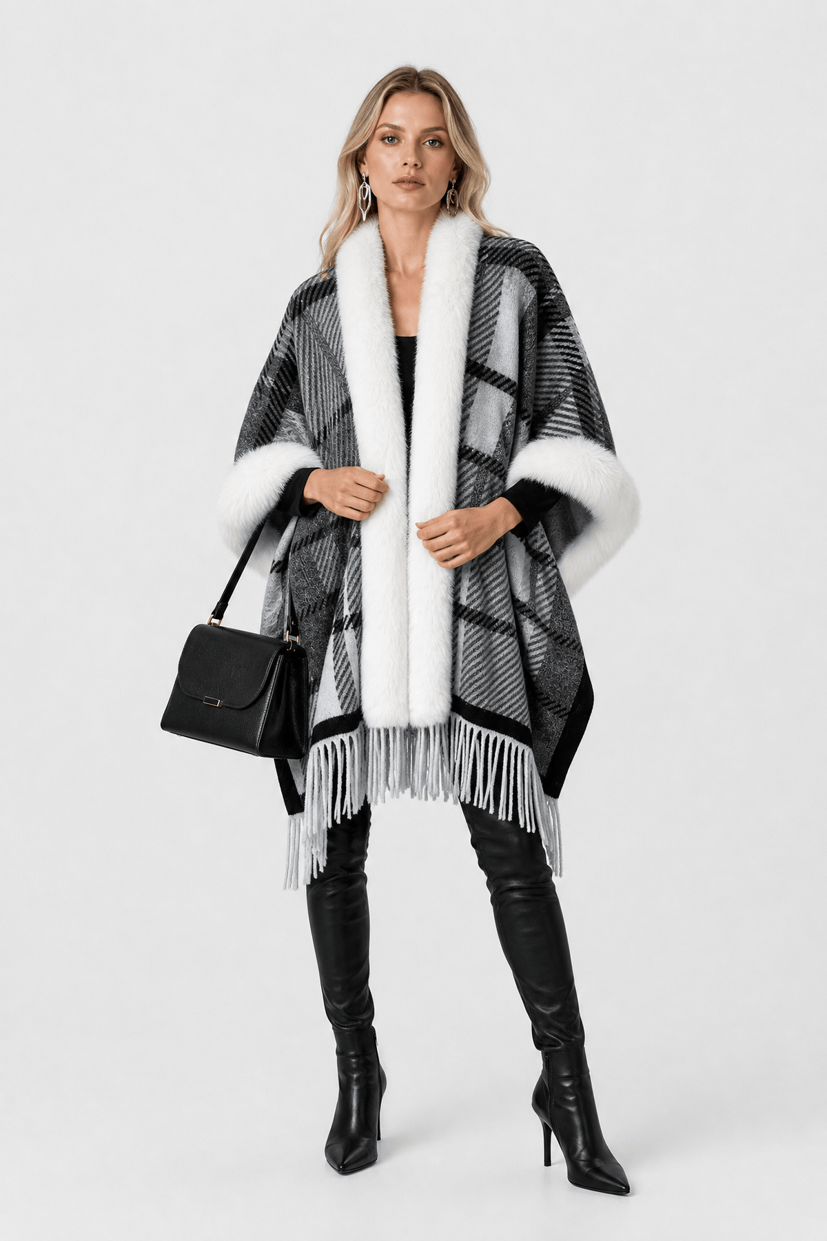 Cape Femme Cachemire Fourrure