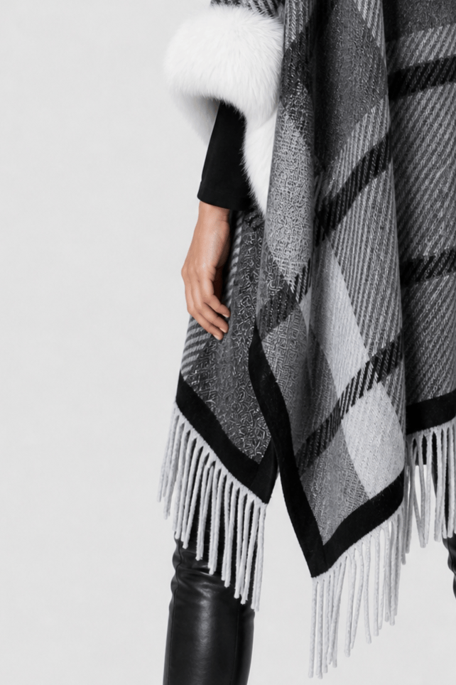 Cape Femme Cachemire Fourrure