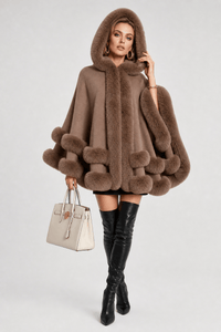 Cape Femme Fourrure avec Capuche