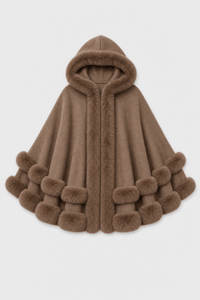 Cape Femme Fourrure avec Capuche