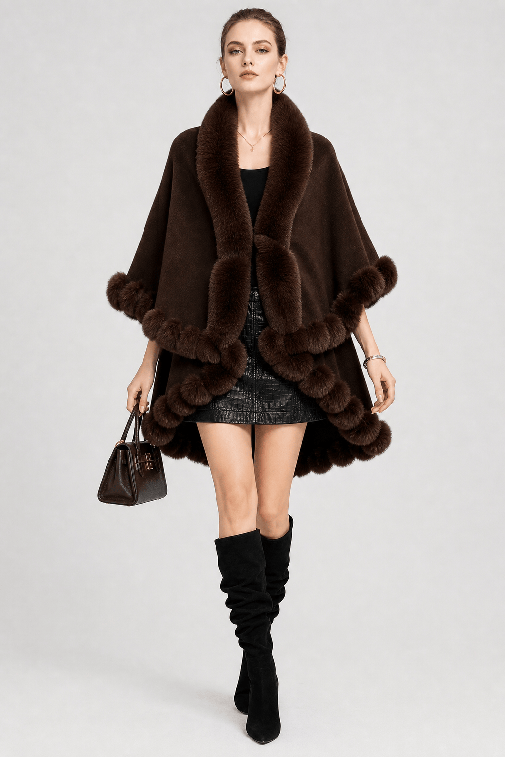 Cape Femme Hiver Fourrure