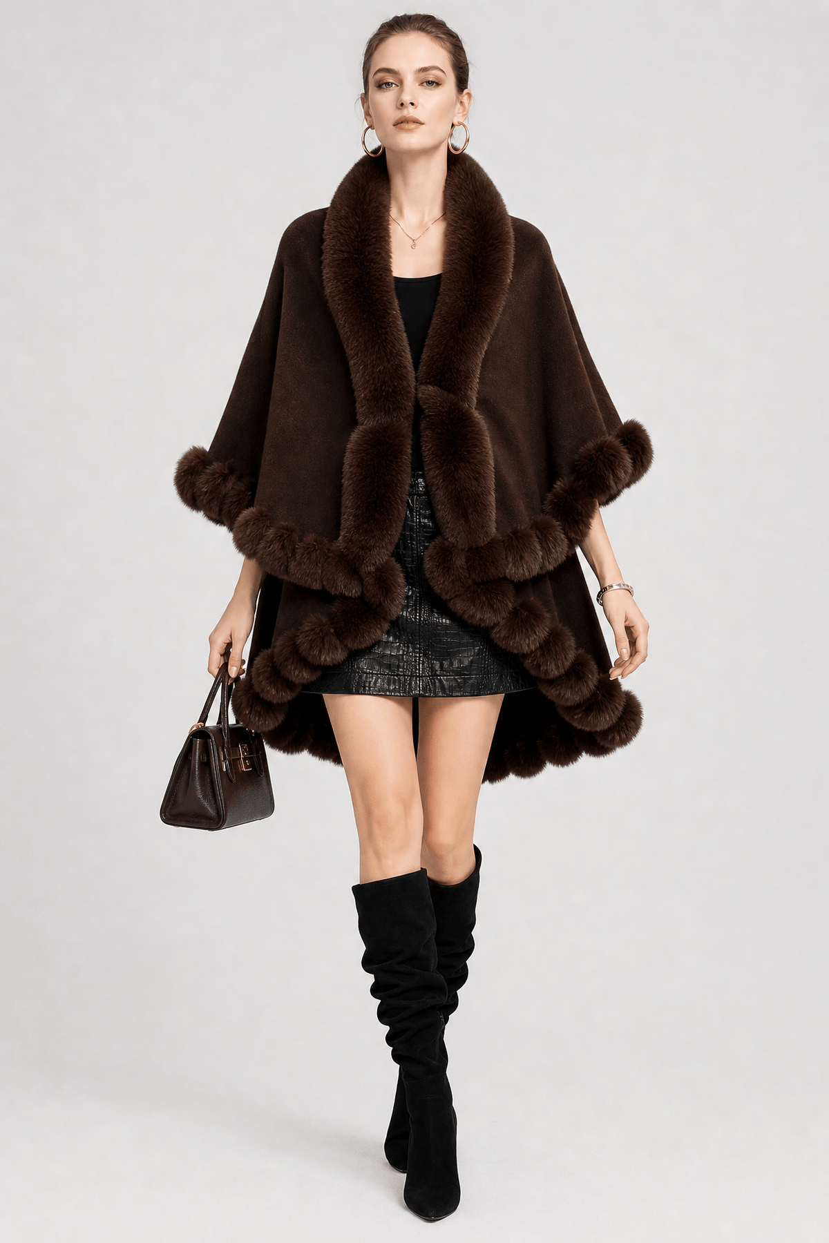 Cape Femme Hiver Fourrure