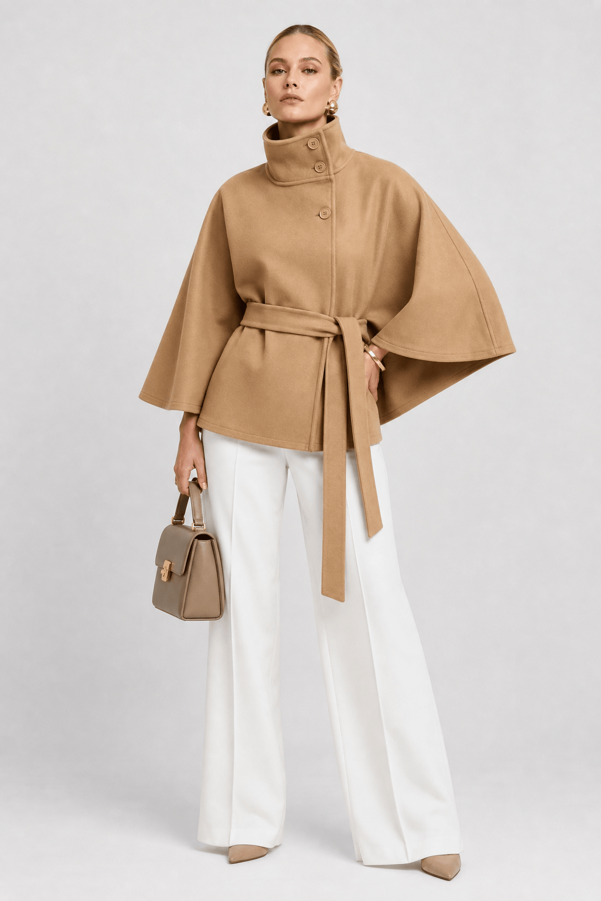 Cape Femme Manteau Boutonnée