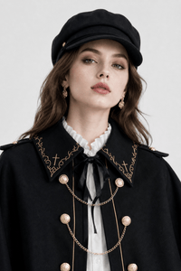 Cape Femme Noire avec Broderie
