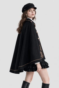 Cape Femme Noire avec Broderie