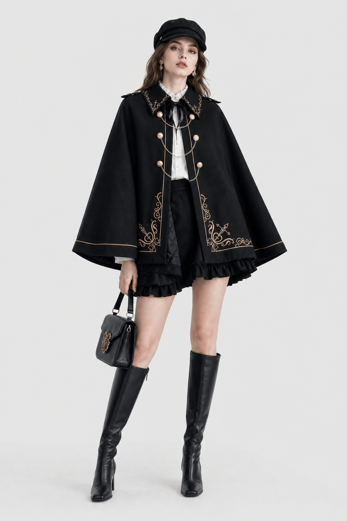 Cape Femme Noire avec Broderie