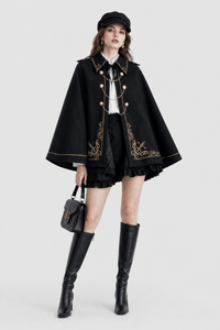 Cape Femme Noire avec Broderie