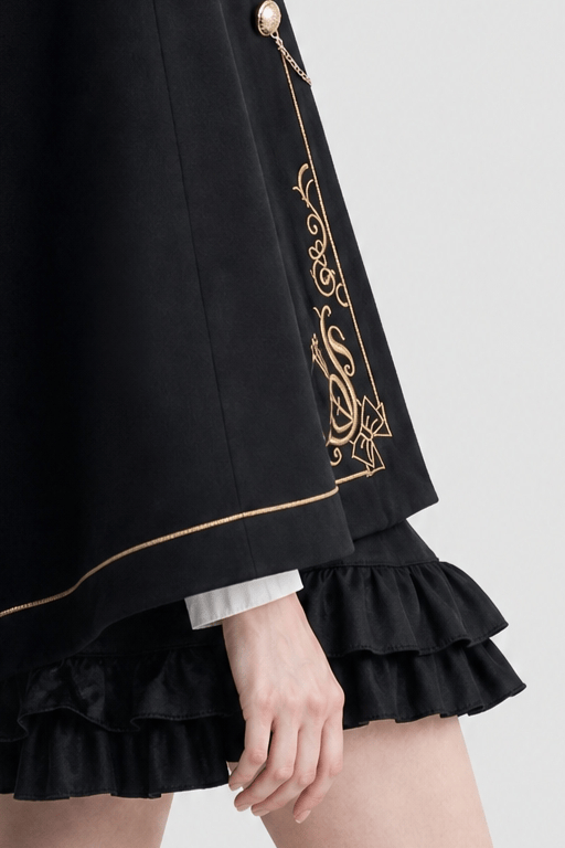 Cape Femme Noire avec Broderie