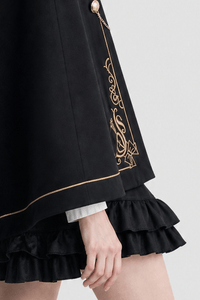 Cape Femme Noire avec Broderie