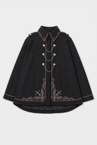 Cape Femme Noire avec Broderie
