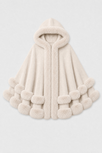 Cape Longue d'Hiver Femme Fourrure
