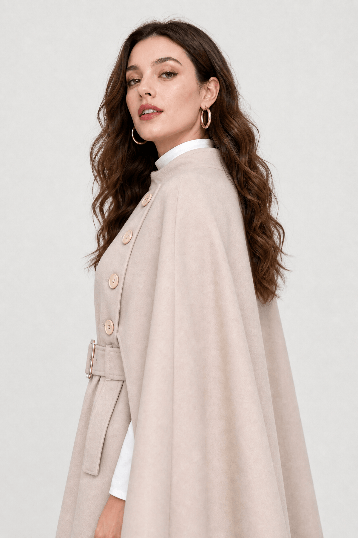 Cape Manteau Femme avec Ceinture