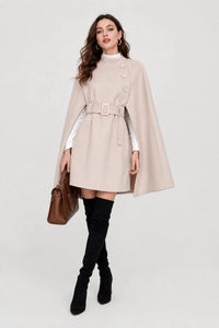 Cape Manteau Femme avec Ceinture