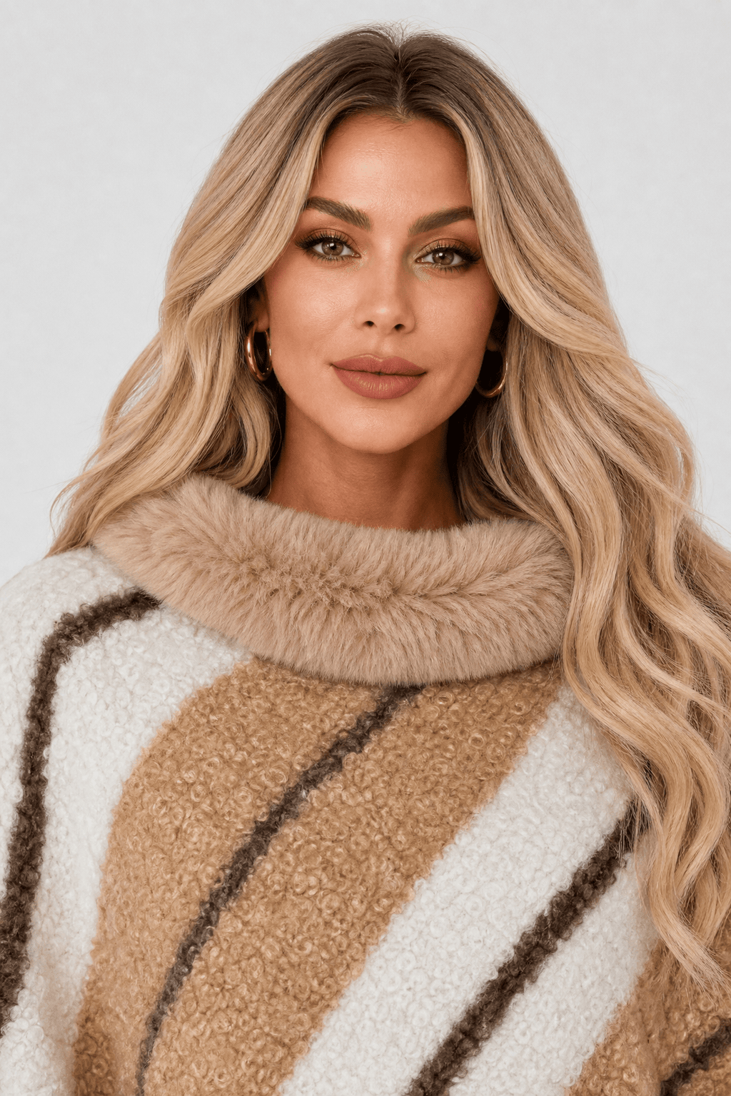 Poncho à Rayures pour Femme