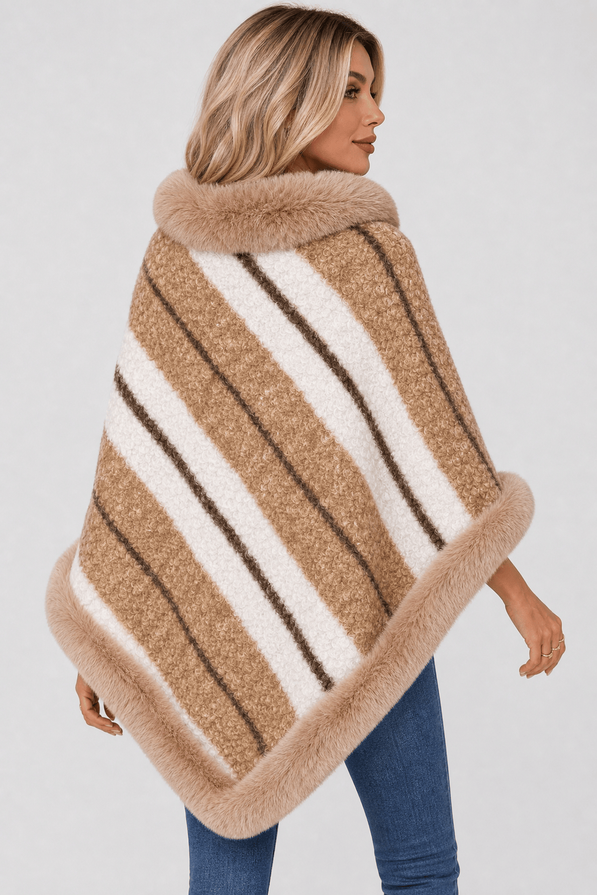 Poncho à Rayures pour Femme