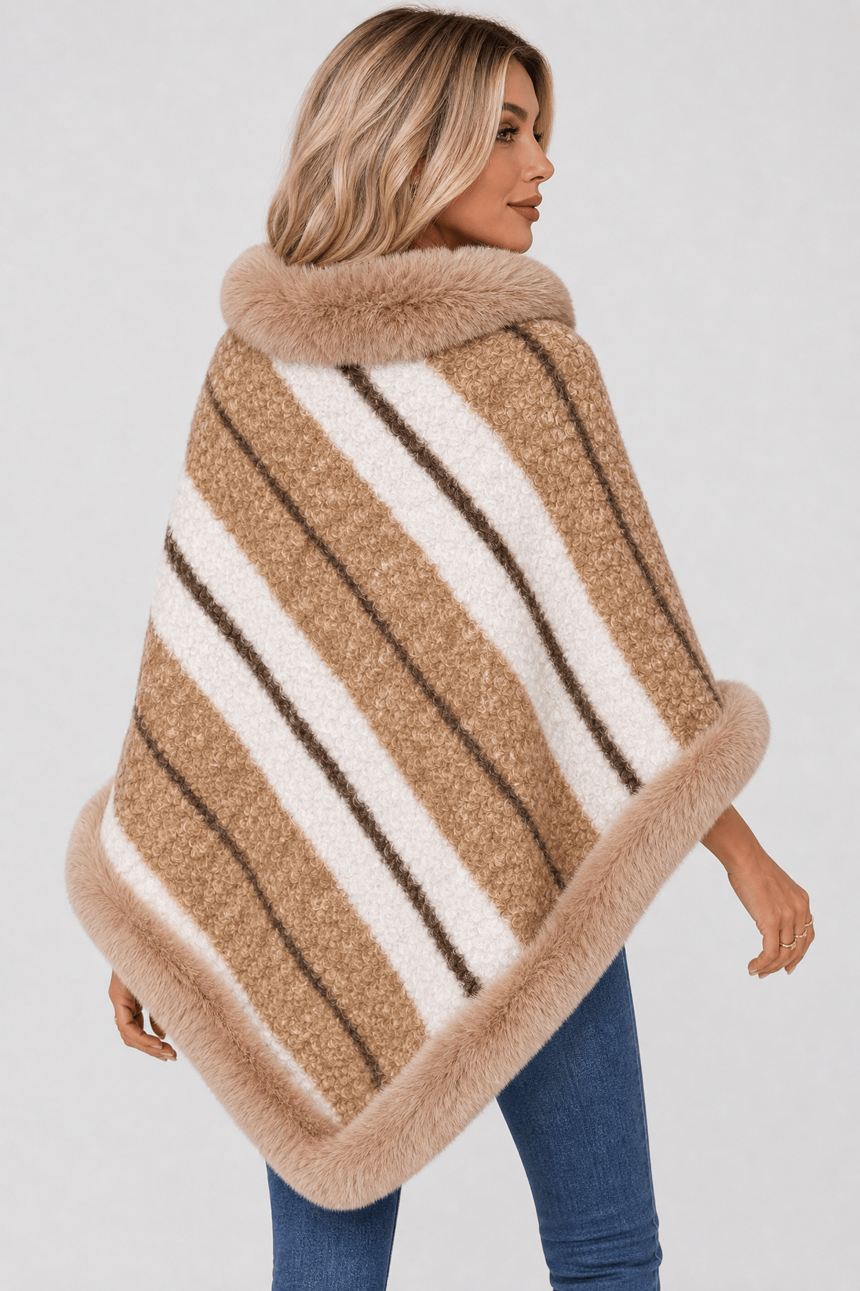 Poncho à Rayures pour Femme