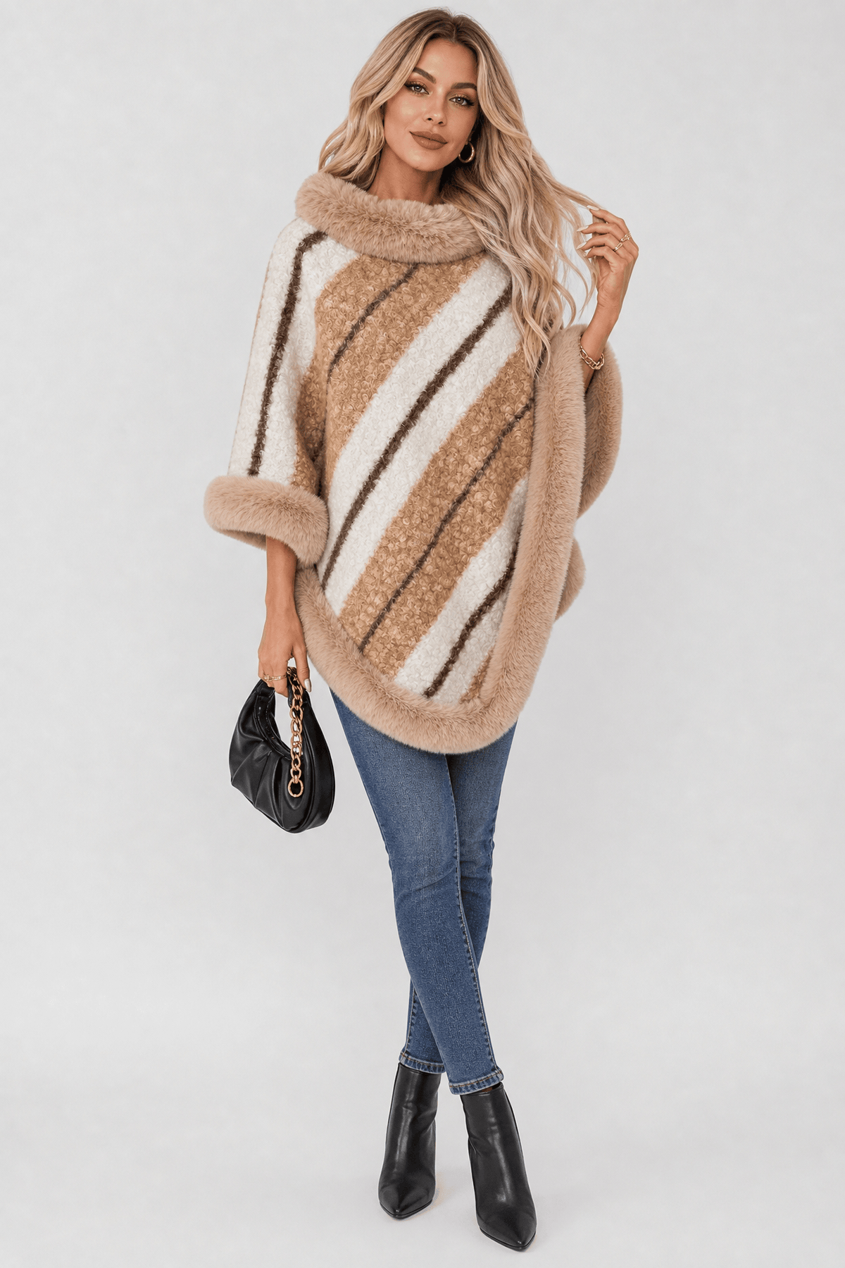 Poncho à Rayures pour Femme
