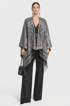 Poncho Cape Hiver Ethnique Gris