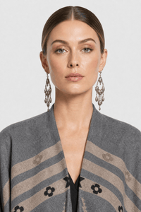 Poncho Cape Hiver Ethnique Gris