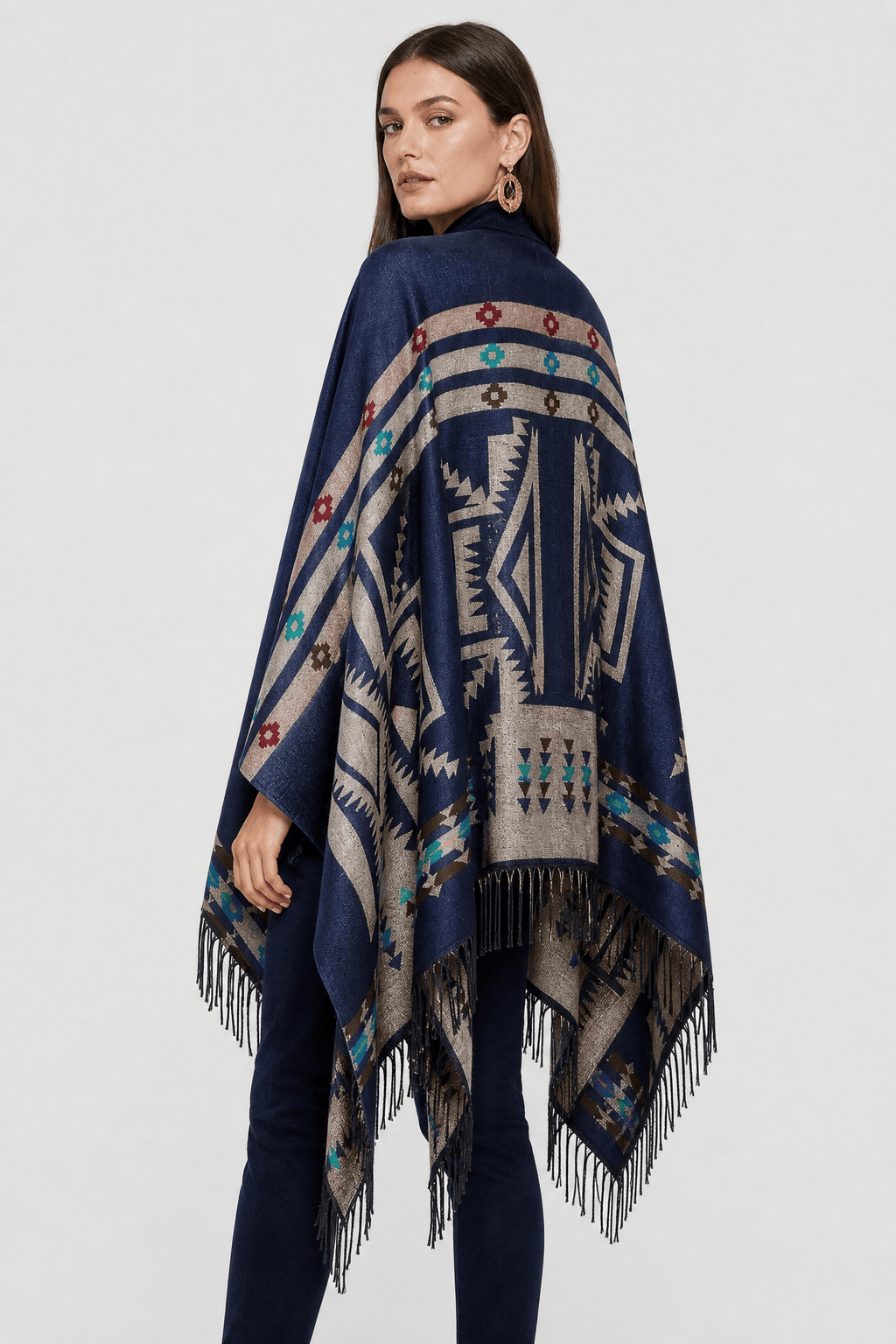Poncho Cape Motif Ethnique