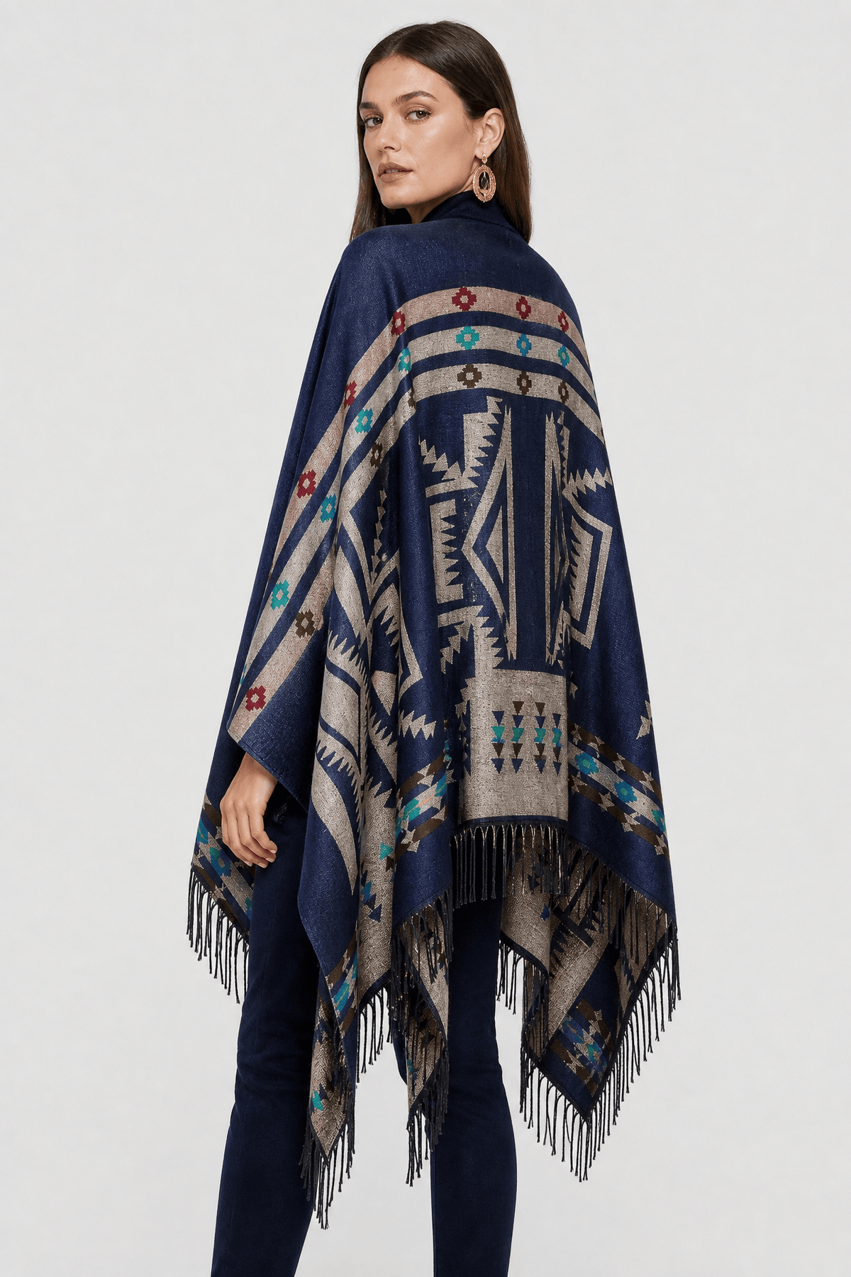 Poncho Cape Motif Ethnique