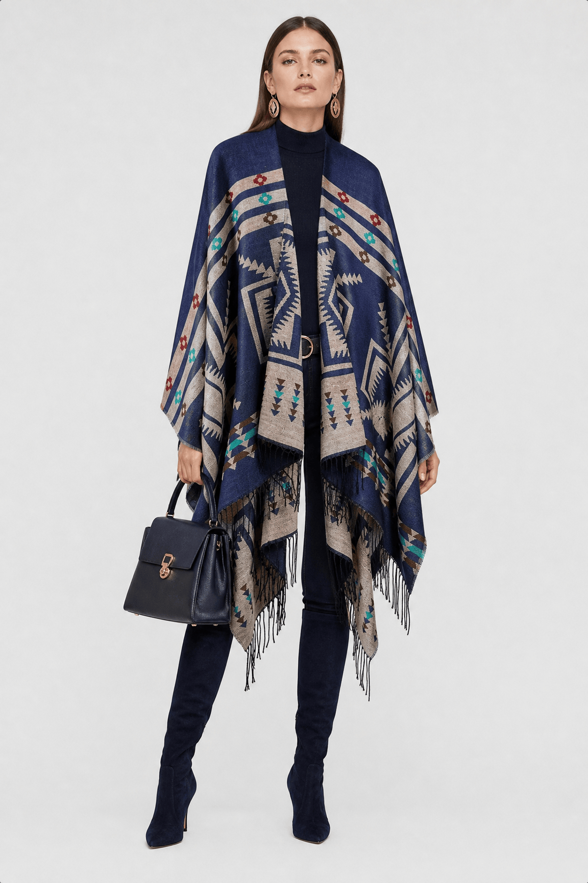 Poncho Cape Motif Ethnique