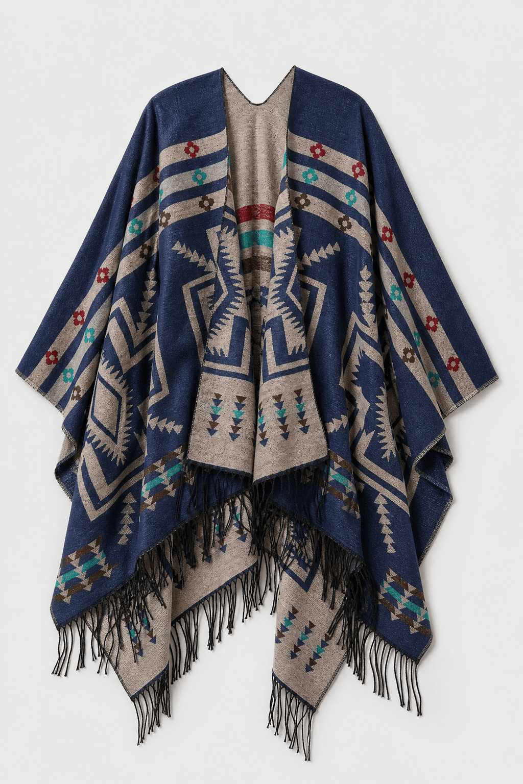 Poncho Cape Motif Ethnique