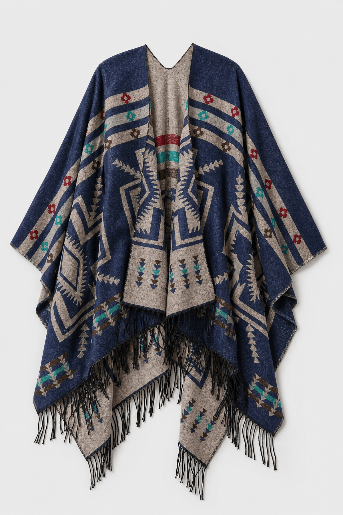Poncho Cape Motif Ethnique