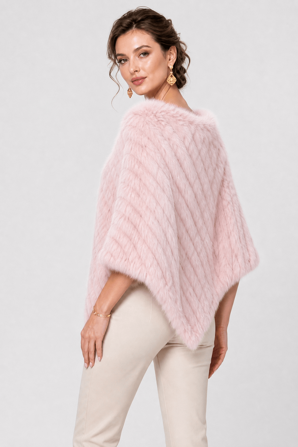 Poncho Chaud Femme Fourrure