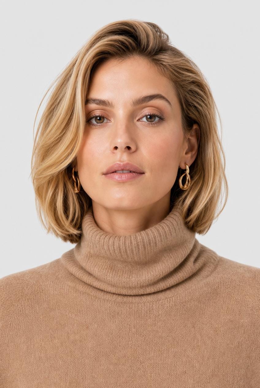 Poncho Col Roulé en Laine