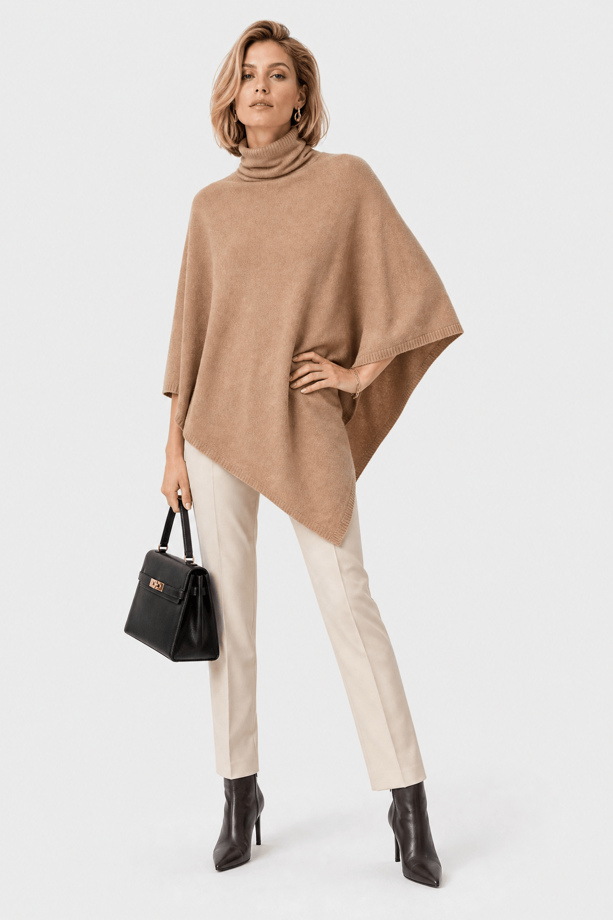 Poncho Col Roulé en Laine
