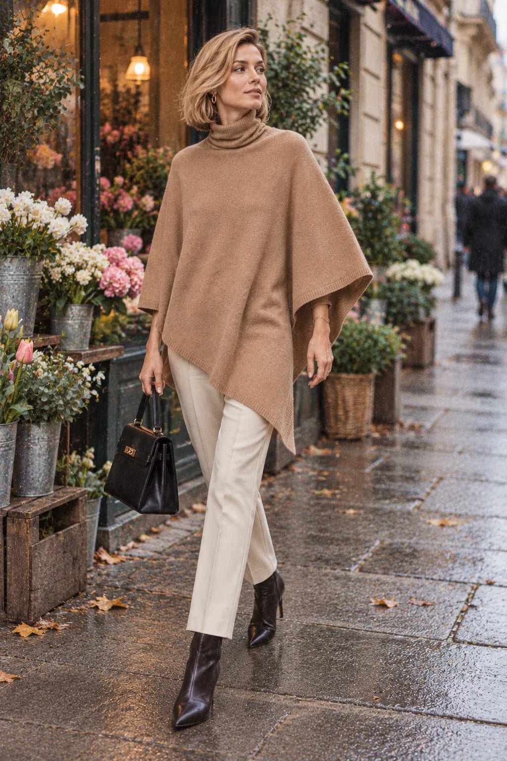 Poncho Col Roulé en Laine