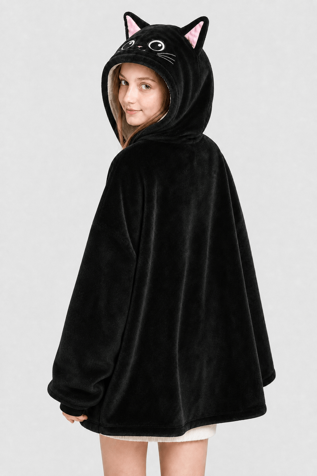 Poncho Enfant Noir Capuche