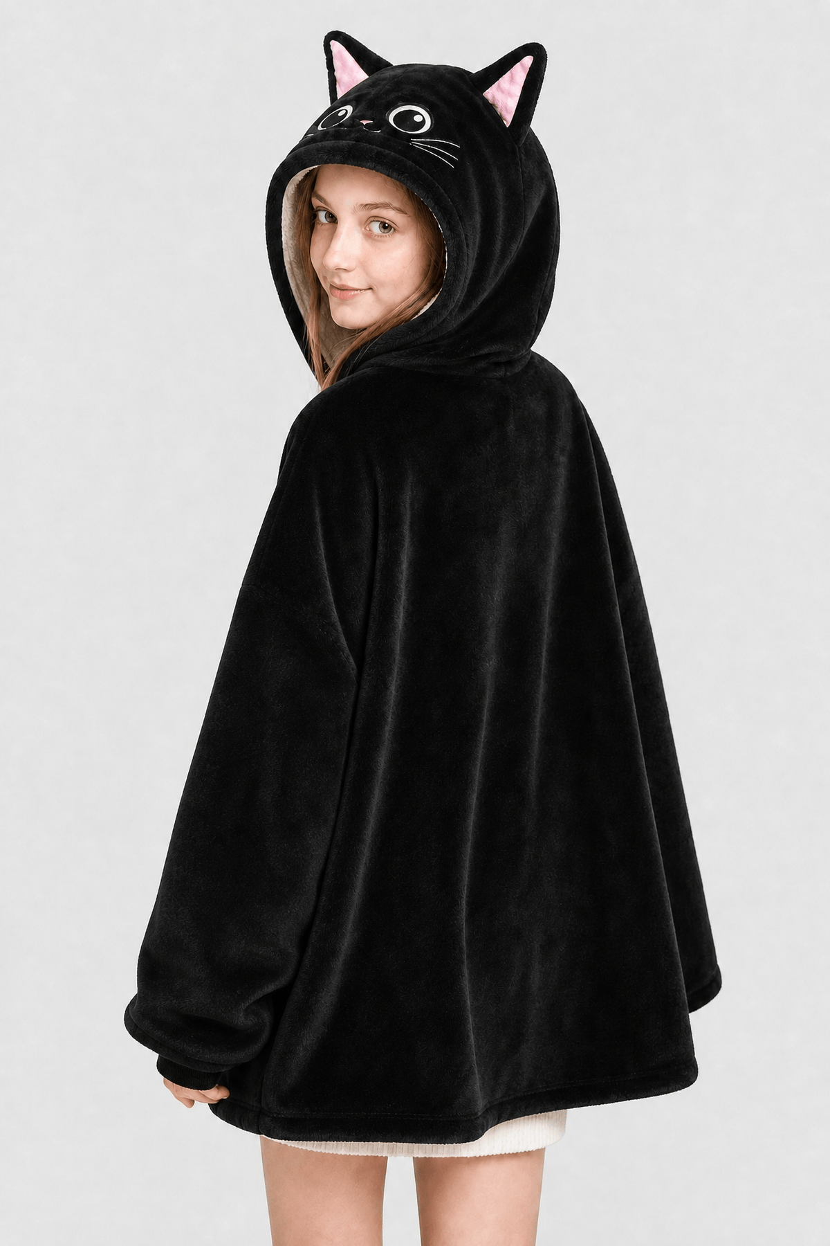 Poncho Enfant Noir Capuche
